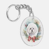 マルチーズクリスマスリースフェスティバルカップ キーホルダー (正面左)