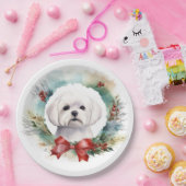 マルチーズクリスマスリースフェスティバルカップ ペーパープレート (パーティー)