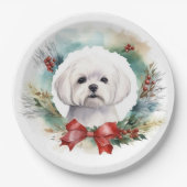 マルチーズクリスマスリースフェスティバルカップ ペーパープレート (正面)