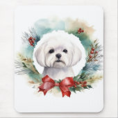 マルチーズクリスマスリースフェスティバルカップ マウスパッド (正面)