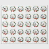 マルチーズクリスマスリースフェスティバルカップ ラッピングペーパー (フラット)