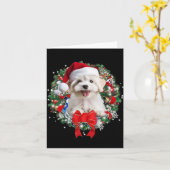 マルチーズクリスマスリース装飾クリスマスパジャマ1 カード (黄色い花)