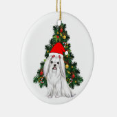マルチーズクリスマス、クリスマスマルチーズドッグサンタハット セラミックオーナメント (右)