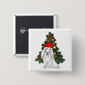 マルチーズクリスマス、クリスマスマルチーズドッグサンタハット 缶バッジ (正面&裏面)