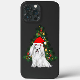 マルチーズクリスマス、クリスマスマルチーズドッグサンタハット iPhone 13 PRO MAXケース