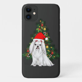 マルチーズクリスマス、クリスマスマルチーズドッグサンタハット iPhone 11 ケース