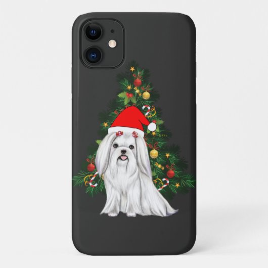 マルチーズクリスマス、クリスマスマルチーズドッグサンタハット Case-Mate iPhoneケース (裏面)