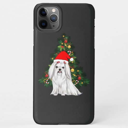 マルチーズクリスマス、クリスマスマルチーズドッグサンタハット iPhoneケース (裏面)
