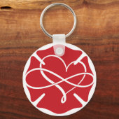 マルチーズクロスとハートおよび無限大シンボル[MH8] キーホルダー (正面)