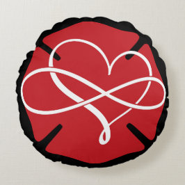 マルチーズクロスとハートおよび無限大 ラウンドクッション