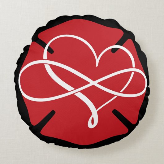 マルチーズクロスとハートおよび無限大 ラウンドクッション (正面)