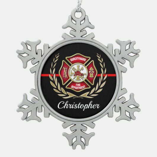 マルチーズクロスパーソナライズされたファイター スノーフレークピューターオーナメント (正面)