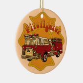 マルチーズクロスファイヤートラック消防士オーナメント セラミックオーナメント (右)