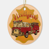 マルチーズクロスファイヤートラック消防士オーナメント セラミックオーナメント (左)