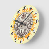 マルチーズクロス消防クロック ラウンド壁時計 (傾斜)