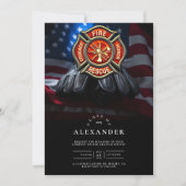 マルチーズクロス消防士と手袋の卒業 招待状 (正面)