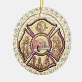 マルチーズクロス消防士オーナメント セラミックオーナメント (左)