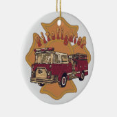マルチーズクロス消防士ファイアートラックオーナメント セラミックオーナメント (右)
