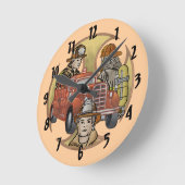 マルチーズクロス消防士ブラザーズ時計 ラウンド壁時計 (傾斜)