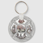マルチーズクロス消防士 キーホルダー (正面)