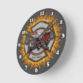 マルチーズクロス消防車のファイアーファイタークロック ラウンド壁時計 (傾斜)