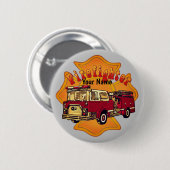 マルチーズクロス消防車 缶バッジ (正面&裏面)