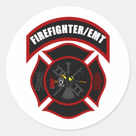 マルチーズクロス – 消防士/EMT ラウンドシール (正面)
