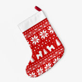 マルチーズシルエットクリスマスのセーター柄かわいい スモールクリスマスストッキング (裏面 (吊り時))