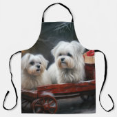 マルチーズスノウリースレイクリスマスデコール エプロン (正面)
