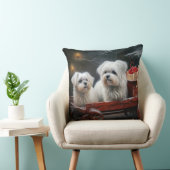 マルチーズスノウリースレイクリスマスデコール クッション (椅子)