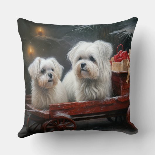 マルチーズスノウリースレイクリスマスデコール クッション (裏面)