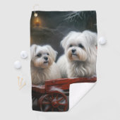 マルチーズスノウリースレイクリスマスデコール ゴルフタオル (インサイチュ)