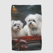 マルチーズスノウリースレイクリスマスデコール ゴルフタオル (正面)