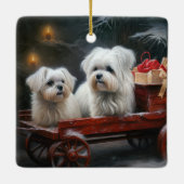 マルチーズスノウリースレイクリスマスデコール セラミックオーナメント (裏面)