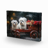 マルチーズスノウリースレイクリスマスデコール フォトブロック (右)