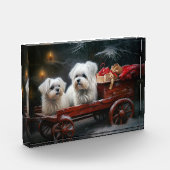 マルチーズスノウリースレイクリスマスデコール フォトブロック (左)