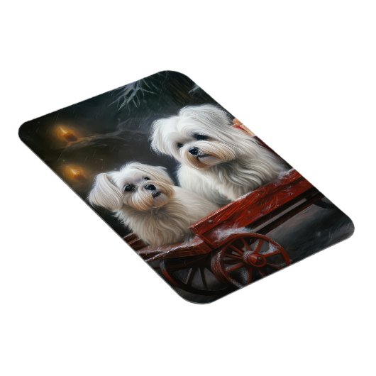 マルチーズスノウリースレイクリスマスデコール マグネット (右側)