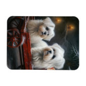 マルチーズスノウリースレイクリスマスデコール マグネット (横)