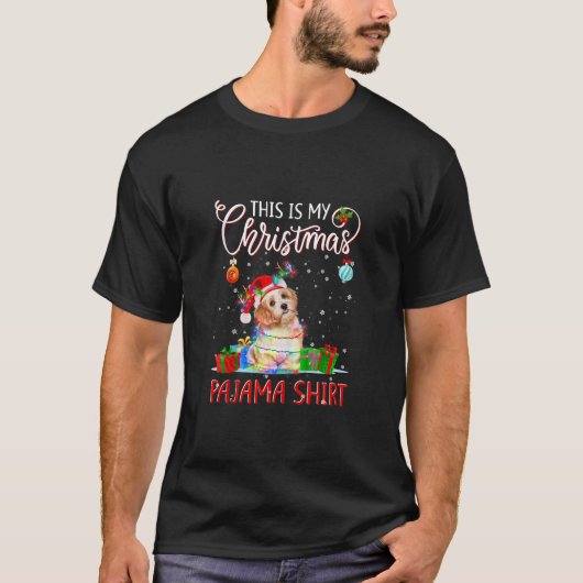 マルチーズツリーライトドッグクリスマスこれは私のクリスマスP Tシャツ (正面)