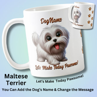マルチーズテリア – 犬の名前の追加、文字の変更 コーヒーマグカップ