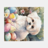 マルチーズドッグとイースターエッグホリデイ フリースブランケット (正面(横))