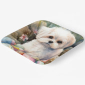 マルチーズドッグとイースターエッグホリデイ ペーパープレート (傾斜あり)