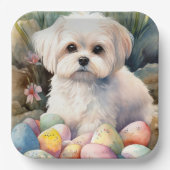 マルチーズドッグとイースターエッグホリデイ ペーパープレート (正面)