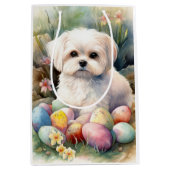 マルチーズドッグとイースターエッグホリデイ ミディアムペーパーバッグ (正面)