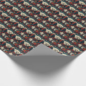 マルチーズドッグとクリスマスプレゼント暖炉 ラッピングペーパー (角)