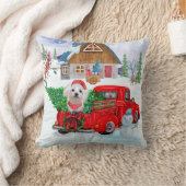 マルチーズドッグのクリスマスデリバリートラック雪 クッション (ブランケット)