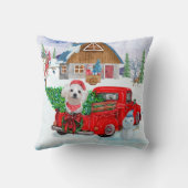 マルチーズドッグのクリスマスデリバリートラック雪 クッション (裏面)