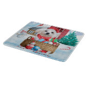マルチーズドッグインスノークリスマスドッグ カッティングボード (角)