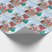 マルチーズドッグインスノークリスマスドッグ ラッピングペーパー (角)