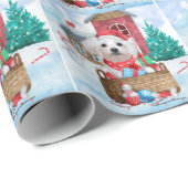 マルチーズドッグインスノークリスマスドッグ ラッピングペーパー (ロールコーナー)